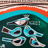Original art for sale at UGallery.com | Winter Birds by Jessica JH Roller | $225 | acrylic painting | 12' h x 12' w | thumbnail 1