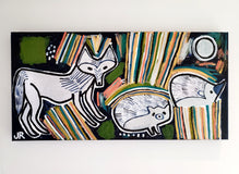 Original art for sale at UGallery.com | Wolf and Hedgehogs by Jessica JH Roller | $425 | acrylic painting | 15' h x 30' w | thumbnail 3