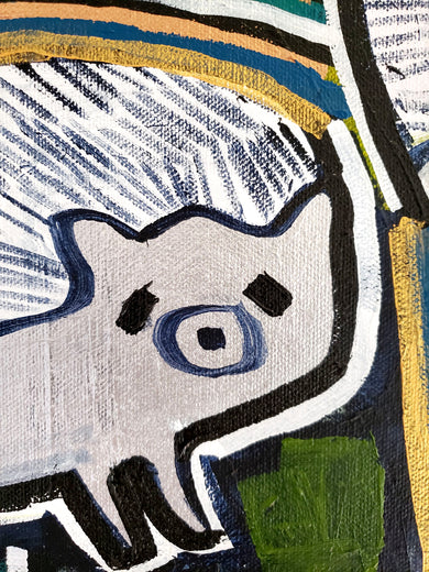 Wolf and Hedgehogs by Jessica JH Roller |   Closeup View of Artwork 