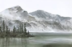 Original art for sale at UGallery.com | Lakeside Quiet by Jill Poyerd | $1,425 | watercolor painting | 16' h x 24' w