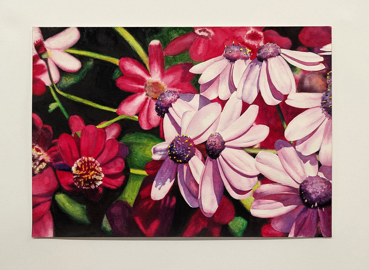 Mini Daisies in Many Pinks by Jinny Tomozy |  Context View of Artwork 