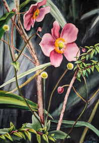 watercolor painting by Jinny Tomozy titled Garden Layers