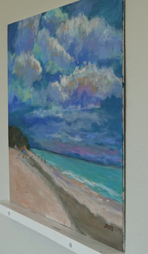 Warm Sand and Beautiful Clouds by Joanie Ford |  Side View of Artwork 