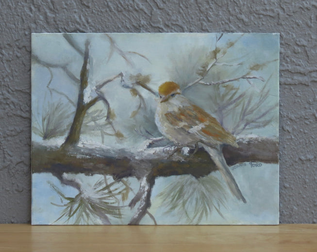 Chipping Sparrow in Early Winter by Joanie Ford |  Context View of Artwork 