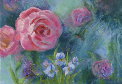 oil painting by Joanie Ford titled Feeling Rosy