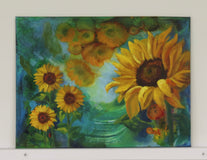 Original art for sale at UGallery.com | Joy of Sunflowers by Joanie Ford | $300 | oil painting | 9' h x 12' w | thumbnail 3