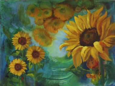 oil painting by Joanie Ford titled Joy of Sunflowers