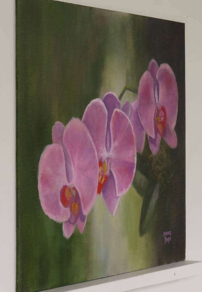 Orchid Trio by Joanie Ford |  Side View of Artwork 