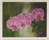 Original art for sale at UGallery.com | Orchid Trio by Joanie Ford | $475 | oil painting | 16' h x 20' w | thumbnail 3