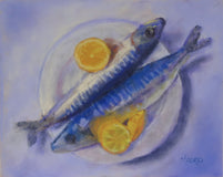 Original art for sale at UGallery.com | Catch of the Day by Joanie Ford | $300 | pastel artwork | 9' h x 12' w | thumbnail 1