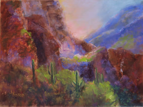 Original art for sale at UGallery.com | Desert Glow by Joanie Ford | $300 | pastel artwork | 9' h x 12' w