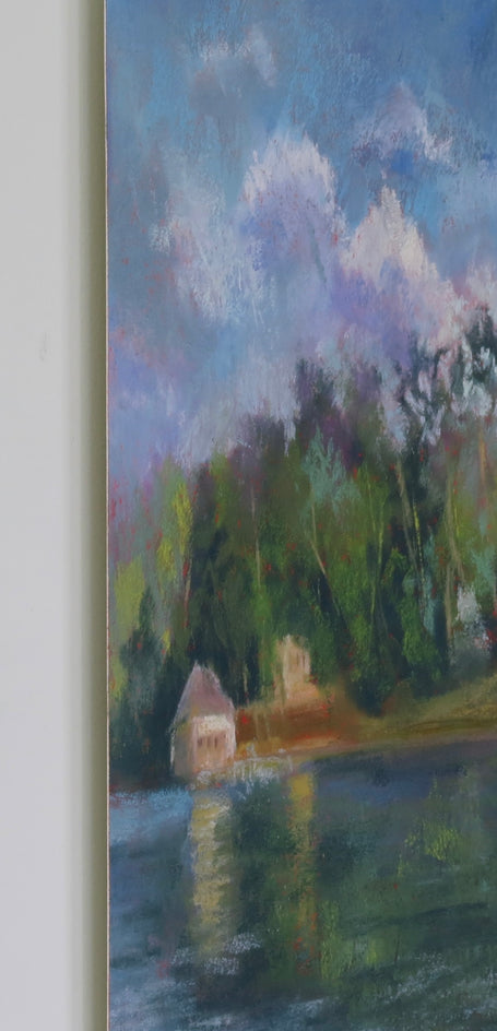 Lake Home View by Joanie Ford |  Side View of Artwork 