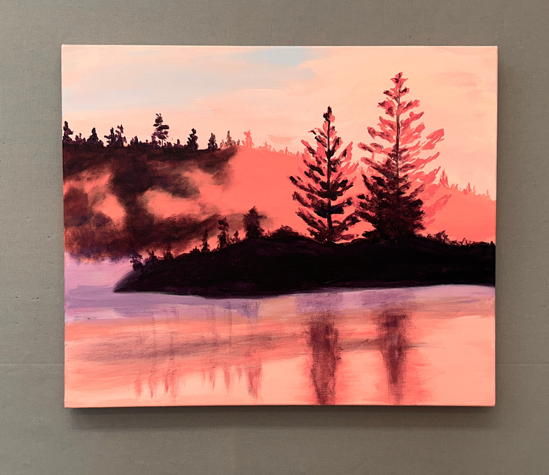 Misty Morning at the Lake by JoAnn Golenia |  Context View of Artwork 