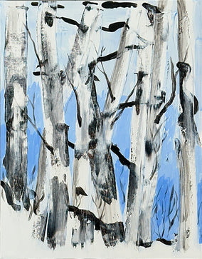 Original art for sale at UGallery.com | Trees in Snow by JoAnn Golenia | $375 | acrylic painting | 14' h x 11' w