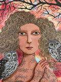 Original art for sale at UGallery.com | Sunset with Pygmy Owls by Johansen Newman | $9,500 | acrylic painting | 49.5' h x 37.5' w | thumbnail 4