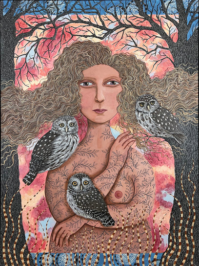 Sunset with Pygmy Owls by Johansen Newman | Artwork Main Image