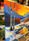 Original art for sale at UGallery.com | A Winter Sunset by John Jaster | $1,300 | acrylic painting | 24' h x 36' w | thumbnail 2
