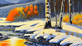 Original art for sale at UGallery.com | A Winter Sunset by John Jaster | $1,300 | acrylic painting | 24' h x 36' w | thumbnail 4