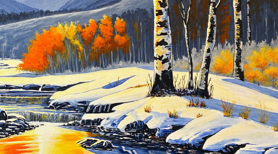 A Winter Sunset by John Jaster |   Closeup View of Artwork 