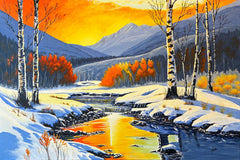 Original art for sale at UGallery.com | A Winter Sunset by John Jaster | $1,300 | acrylic painting | 24' h x 36' w | thumbnail 1