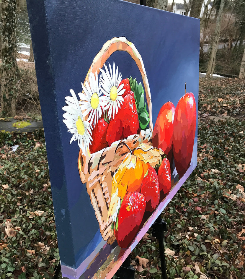 Apples and Strawberries by John Jaster |  Side View of Artwork 