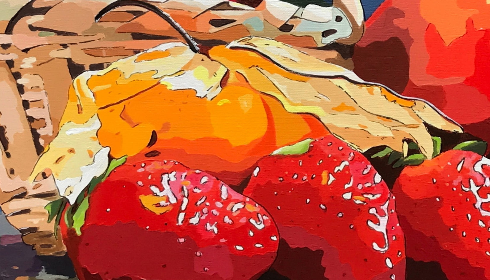 Apples and Strawberries by John Jaster |  Closeup View of Artwork 