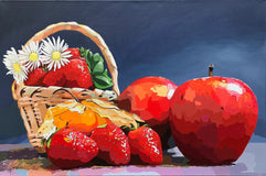 Original art for sale at UGallery.com | Apples and Strawberries by John Jaster | $1,300 | acrylic painting | 24' h x 36' w | thumbnail 1
