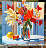 Original art for sale at UGallery.com | Flowers in  a Glass Vase by John Jaster | $1,100 | acrylic painting | 24' h x 24' w | thumbnail 3