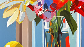 Original art for sale at UGallery.com | Flowers in  a Glass Vase by John Jaster | $1,100 | acrylic painting | 24' h x 24' w | thumbnail 4