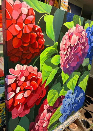 Hydrangeas In Bloom by John Jaster |  Side View of Artwork 