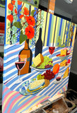 Original art for sale at UGallery.com | Picnic with Wine and Cheese by John Jaster | $1,300 | acrylic painting | 30' h x 30' w | thumbnail 2