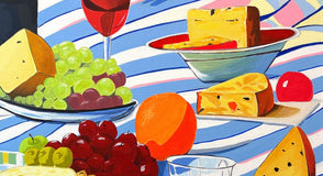 Original art for sale at UGallery.com | Picnic with Wine and Cheese by John Jaster | $1,300 | acrylic painting | 30' h x 30' w | thumbnail 4