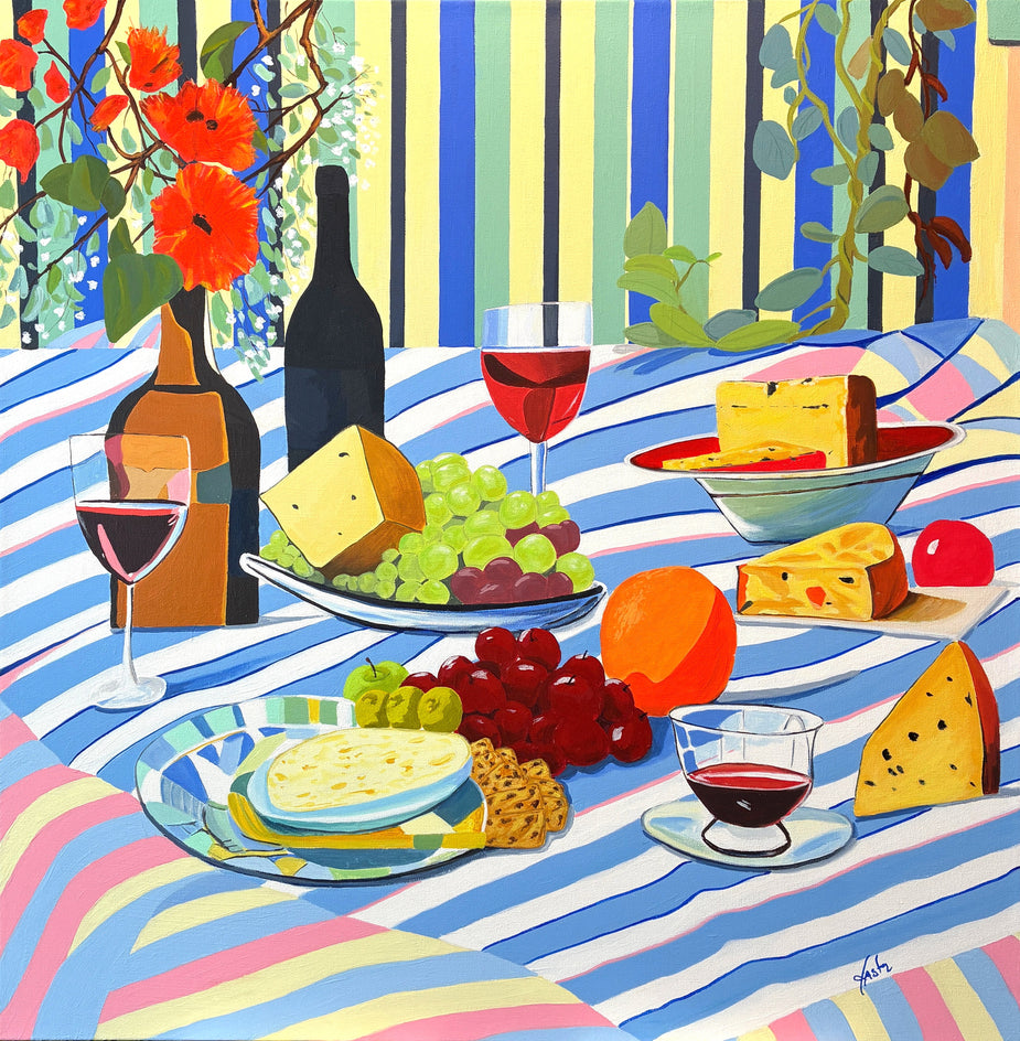 Picnic with Wine and Cheese by John Jaster |  Artwork Main Image 