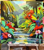 Original art for sale at UGallery.com | Rainforest Rhapsody by John Jaster | $1,300 | acrylic painting | 30' h x 30' w | thumbnail 3