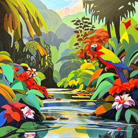 Original art for sale at UGallery.com | Rainforest Rhapsody by John Jaster | $1,300 | acrylic painting | 30' h x 30' w