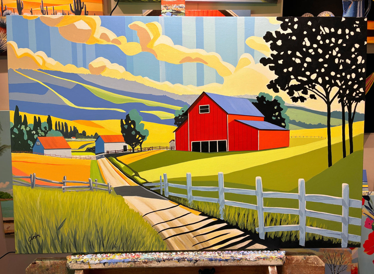 Red Barn Blue Sky by John Jaster |  Context View of Artwork 