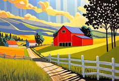 Original art for sale at UGallery.com | Red Barn Blue Sky by John Jaster | $1,300 | acrylic painting | 24' h x 36' w | thumbnail 1
