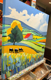 Original art for sale at UGallery.com | Red Roof Rolling Hills by John Jaster | $1,100 | acrylic painting | 24' h x 24' w | thumbnail 2