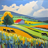 Original art for sale at UGallery.com | Red Roof Rolling Hills by John Jaster | $1,100 | acrylic painting | 24' h x 24' w | thumbnail 1