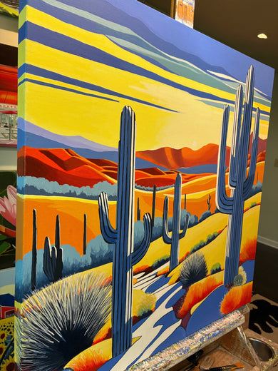 Saguaro Sunrise by John Jaster |  Side View of Artwork 