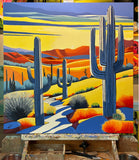 Original art for sale at UGallery.com | Saguaro Sunrise by John Jaster | $1,300 | acrylic painting | 30' h x 30' w | thumbnail 3