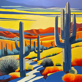 acrylic painting by John Jaster titled Saguaro Sunrise