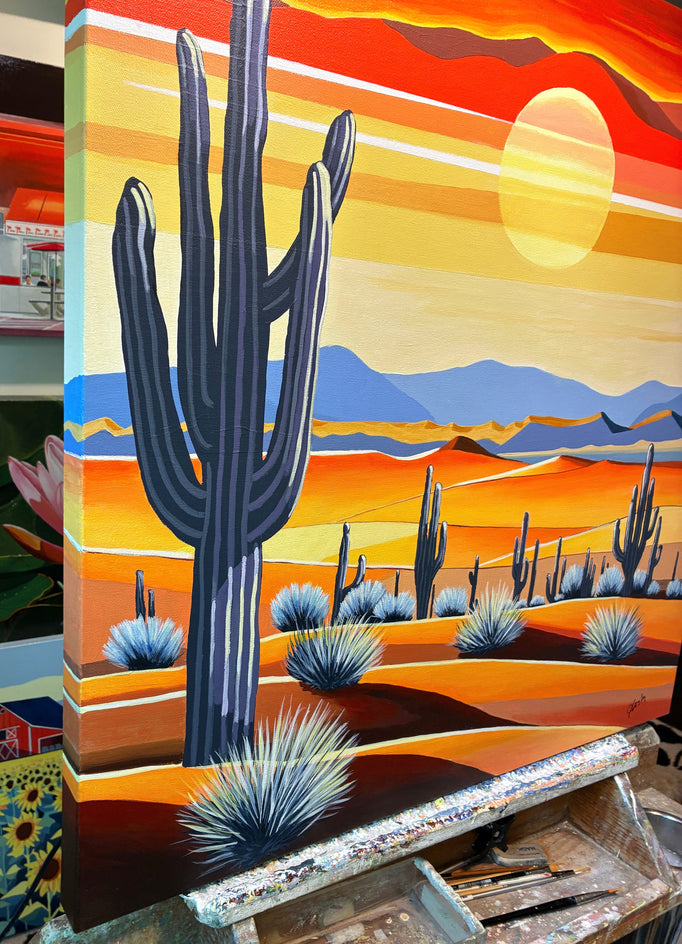 Sun over Sonoran Desert by John Jaster |  Side View of Artwork 