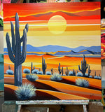 Original art for sale at UGallery.com | Sun over Sonoran Desert by John Jaster | $1,300 | acrylic painting | 30' h x 30' w | thumbnail 3