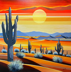 Original art for sale at UGallery.com | Sun over Sonoran Desert by John Jaster | $1,300 | acrylic painting | 30' h x 30' w