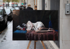 Original art for sale at UGallery.com | Red Mirror by John Kelly | $3,000 | oil painting | 21' h x 31.5' w | thumbnail 3