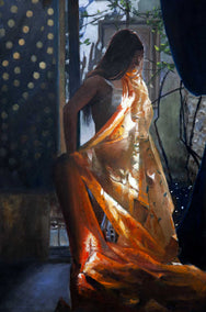 oil painting by John Kelly titled Study in Red and Gold