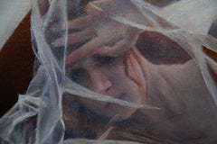 Original art for sale at UGallery.com | Veiled Woman by John Kelly | $1,900 | oil painting | 13' h x 18' w | thumbnail 4