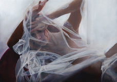 Original art for sale at UGallery.com | Veiled Woman by John Kelly | $1,900 | oil painting | 13' h x 18' w | thumbnail 1