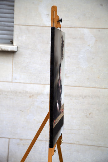 Woman with Tomatoes by John Kelly |  Side View of Artwork 